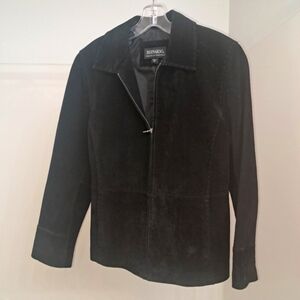 Black Suede Women's Zippered Jacket